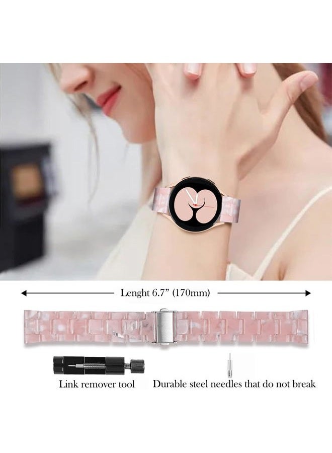 DEALELE Bands Compatible with Samsung Galaxy Watch 7 / FE / 6/6 Classic / 5/5 Pro / 4/4 Classic / 3 41mm / Huawei GT3 42mm, 20mm Colorful Resin Replacement Strap for Women Men (Translucent Pink) - Image 5