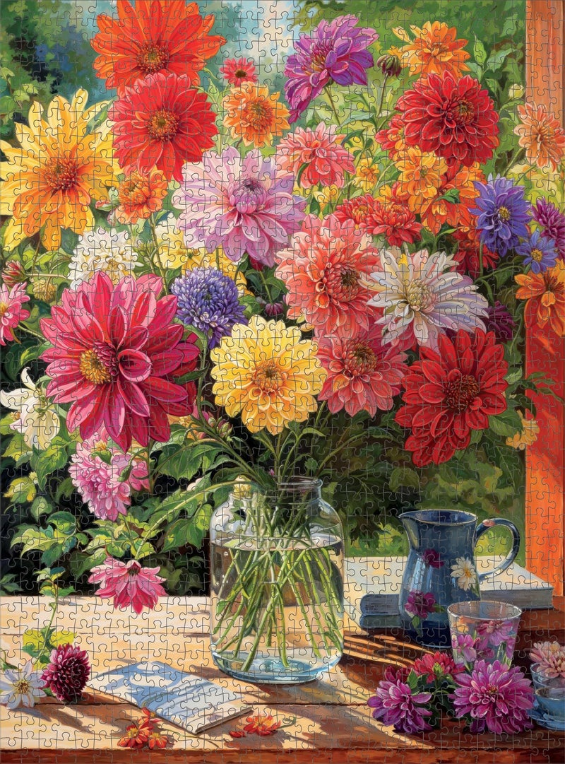 Cross & Glory - Rainbow Dahlia Delight - 1000 Piece Jigsaw Puzzle for Adults | Vibrant Flower Collection | Satin Finish | Challenging & Colorful Art - Image 5