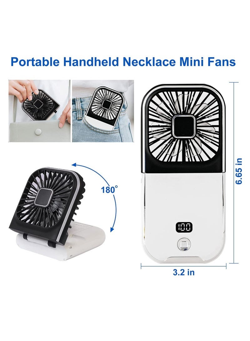 Portable digital display personal handheld fan Foldable Mini Quiet USB Rechargeable Necklace Fans With 3000mAh Power Bank Function For Office Outdoor Travel - Image 5