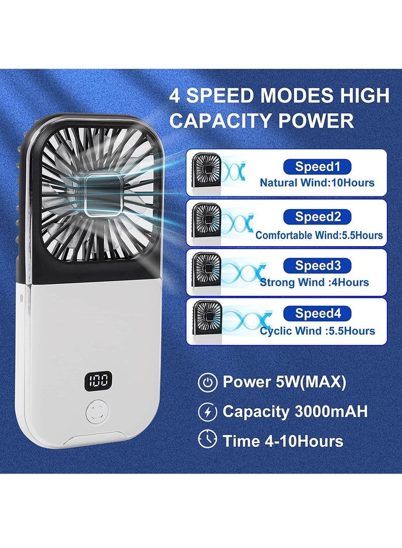 Portable digital display personal handheld fan Foldable Mini Quiet USB Rechargeable Necklace Fans With 3000mAh Power Bank Function For Office Outdoor Travel - Image 2