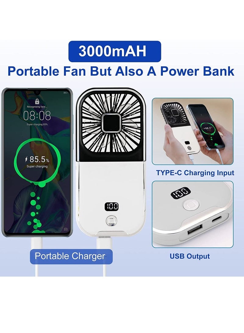 Portable digital display personal handheld fan Foldable Mini Quiet USB Rechargeable Necklace Fans With 3000mAh Power Bank Function For Office Outdoor Travel - Image 3