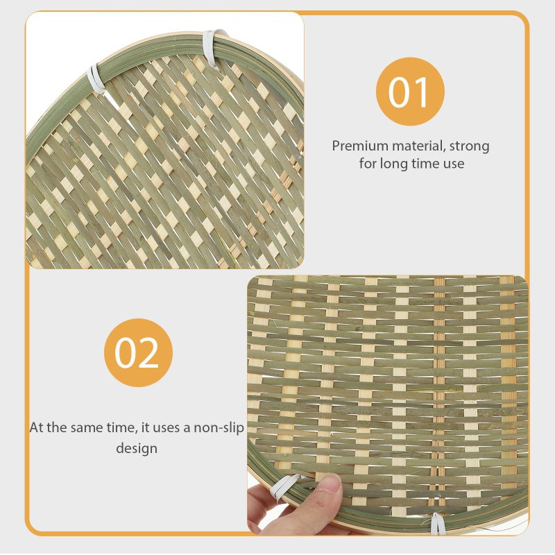 Natural Woven Bread Storage Basket 26cm Round Kitchen Dining Picnic Fruit Vegetable Organizer - Image 5