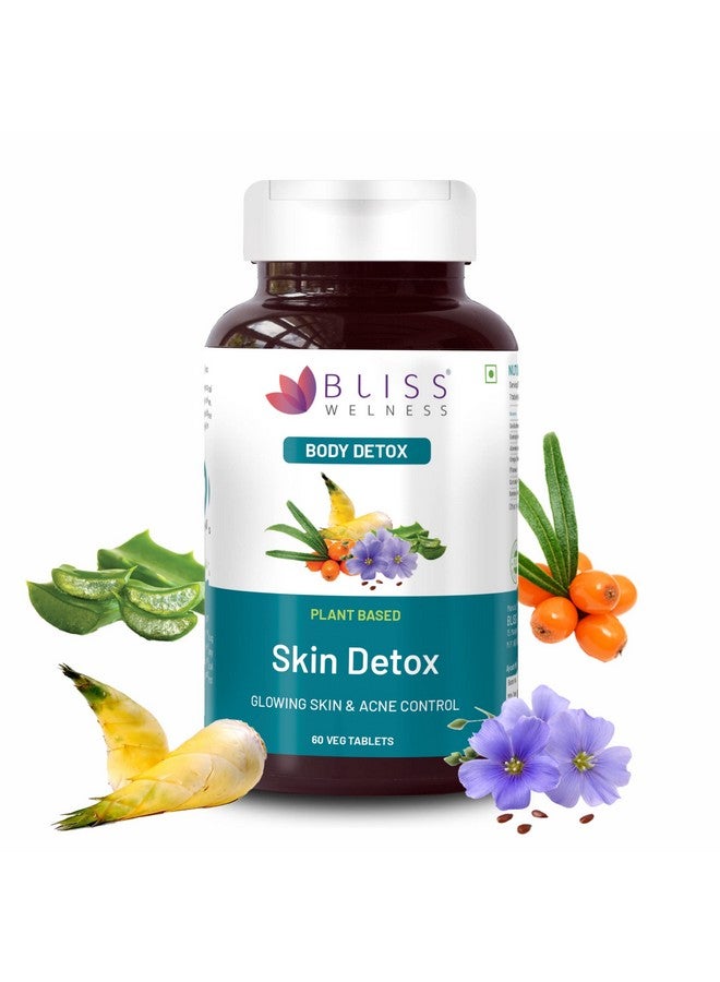 Bliss Welness Bliss Welness Skin Detox | Blood Purification & Radiant Glow | Enriched with Sea Buckthorn, Evening Primrose, Aloe Vera, Omega 3, Curcumin, Neem & More | Fights Acne & Removes Toxins - 60 Veg Tablets.  - Image 1