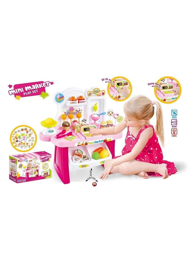 Famous Quality - FAMOUS QUALITY® Plastic Supermarket with Sound Effects for Girls & Boys (37 Pieces, Multicolour) - Image 1