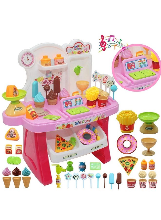 Famous Quality - FAMOUS QUALITY® Plastic Supermarket with Sound Effects for Girls & Boys (37 Pieces, Multicolour) - Image 1