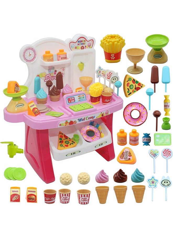 Famous Quality - FAMOUS QUALITY® Plastic Supermarket with Sound Effects for Girls & Boys (37 Pieces, Multicolour) - Image 1