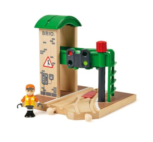 BRIO World Signal Station Set - 2-Piece Wooden Train Track Toy with Interactive Red Light and Figurine - FSC Certified - Compatible with All BRIO Railway Train Toys - Kids Ages 3 & Up - Image 4