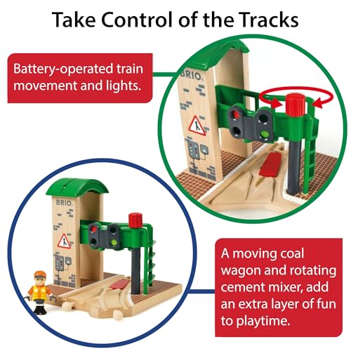 BRIO World Signal Station Set - 2-Piece Wooden Train Track Toy with Interactive Red Light and Figurine - FSC Certified - Compatible with All BRIO Railway Train Toys - Kids Ages 3 & Up - Image 5
