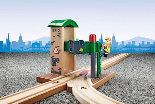 BRIO World Signal Station Set - 2-Piece Wooden Train Track Toy with Interactive Red Light and Figurine - FSC Certified - Compatible with All BRIO Railway Train Toys - Kids Ages 3 & Up - Image 2