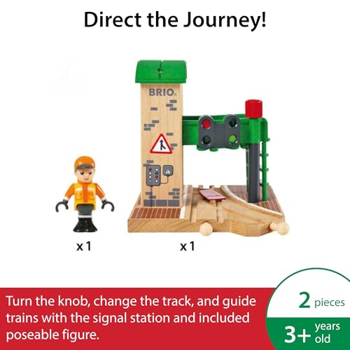 BRIO World Signal Station Set - 2-Piece Wooden Train Track Toy with Interactive Red Light and Figurine - FSC Certified - Compatible with All BRIO Railway Train Toys - Kids Ages 3 & Up - Image 3