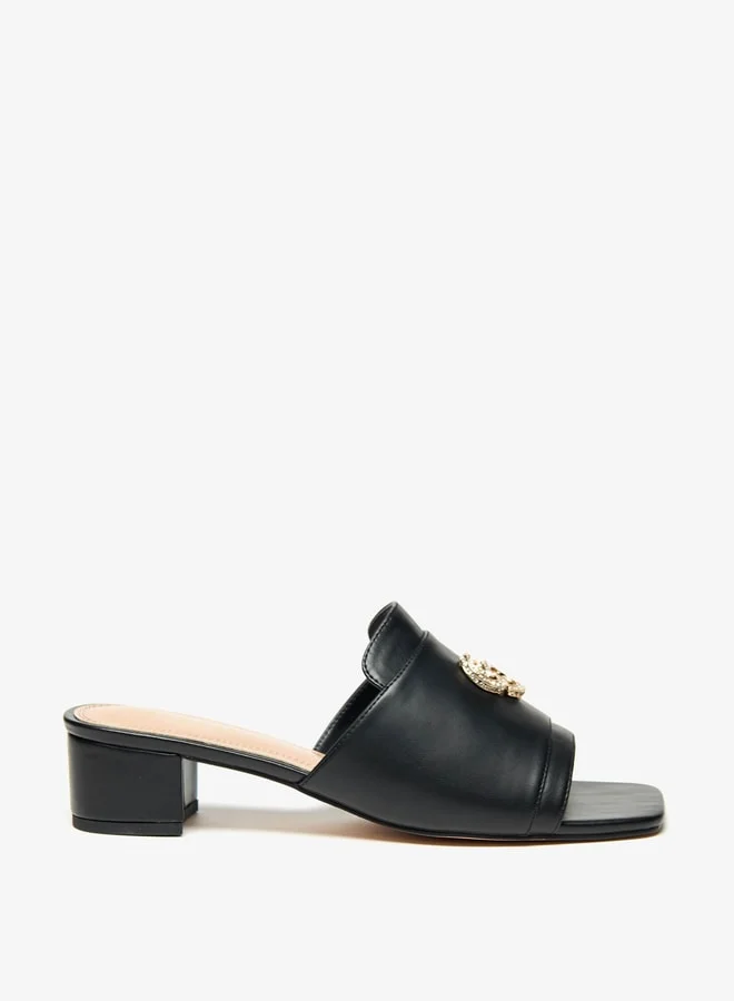 Celeste Women's Metallic Trim Slip-On Sandals with Block Heels