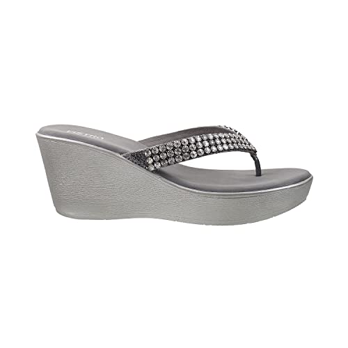 Metro Womens Synthetic Gun Metal Slippers (Size (7 UK (40 EU)) - Image 2