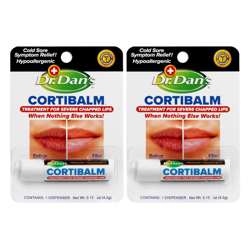 Dr. Dans Cortibalm-2 Pack- for Dry Cracked Lips - Healing Lip Balm for Severely Chapped Lips - Designed for Men, Women and Children - Image 1