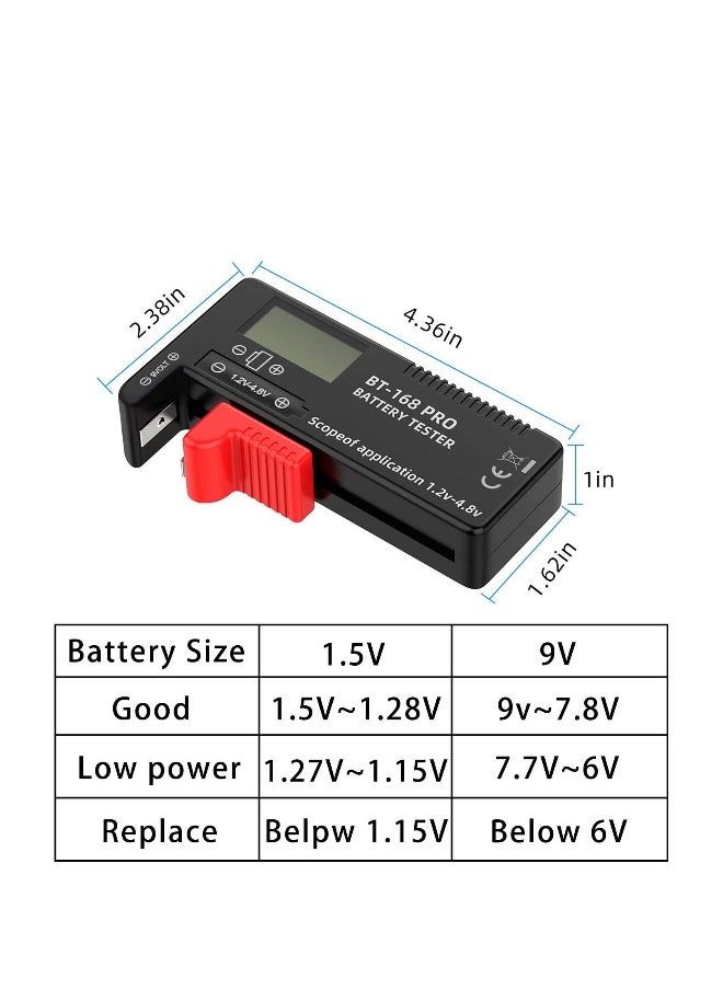 Generic - Battery Tester, 168PRO Digital LCD Battery Tester, 3 PCS Digital Battery Capacity Tester, for AA AAA C D 1.5V 3.7V 1.2~4.8V 9V Button Cell Batteries - Image 1