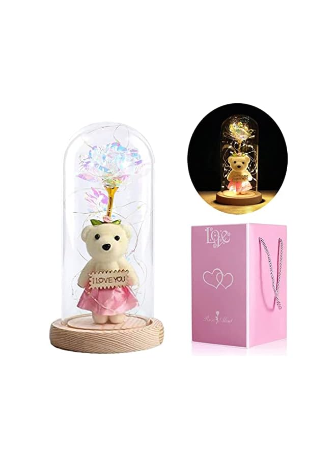 The Bros Galaxy Rose Gift, Infinity Rose in Glass Dome, Colourful Artificial Flower Rose Gift, LED String Lights on Galaxy Rose, Unique Gift for Birthday Mum Girlfriend Grandma - Image 4