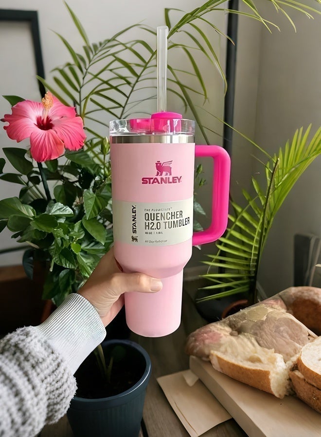Stanley Quencher H2.0 FlowState Stainless Steel Vacuum Insulated Tumbler 40oz with Lid and Straw, Travel Mug for Water, Coffee, Iced Tea, Smoothie, pink - Image 4