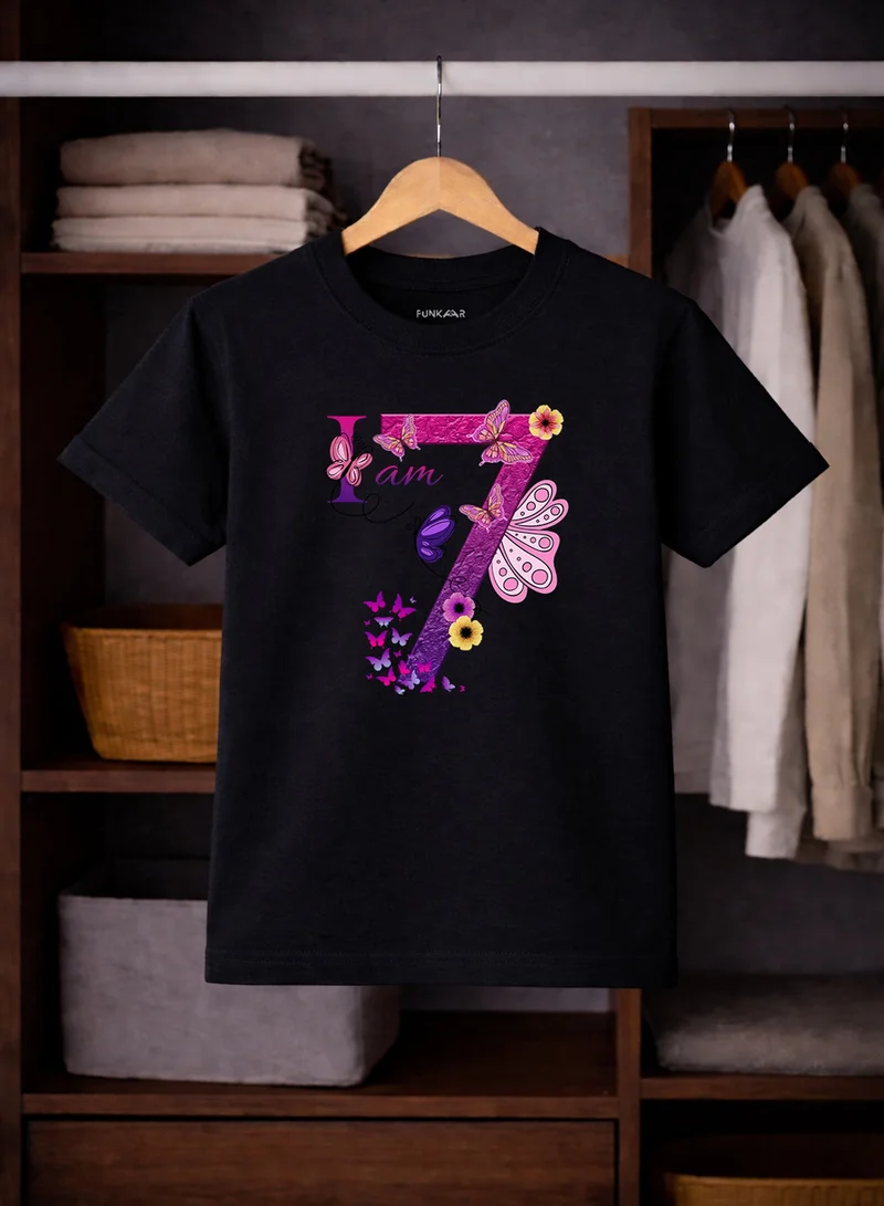 Funkaar Funkaar Birthday Girl, 8th Year Butterfly Birthday Graohic Print T-Shirt
