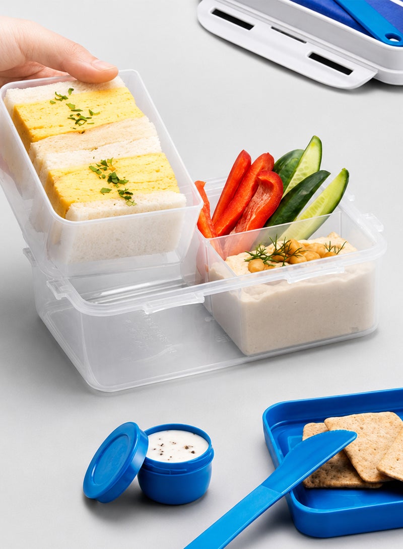 LOCK & LOCK LocknLock To Go 3-in-1 Lunchbox (Blue) - BPA-Free, Airtight Container with Cutlery for On-the-Go Meals - Image 4