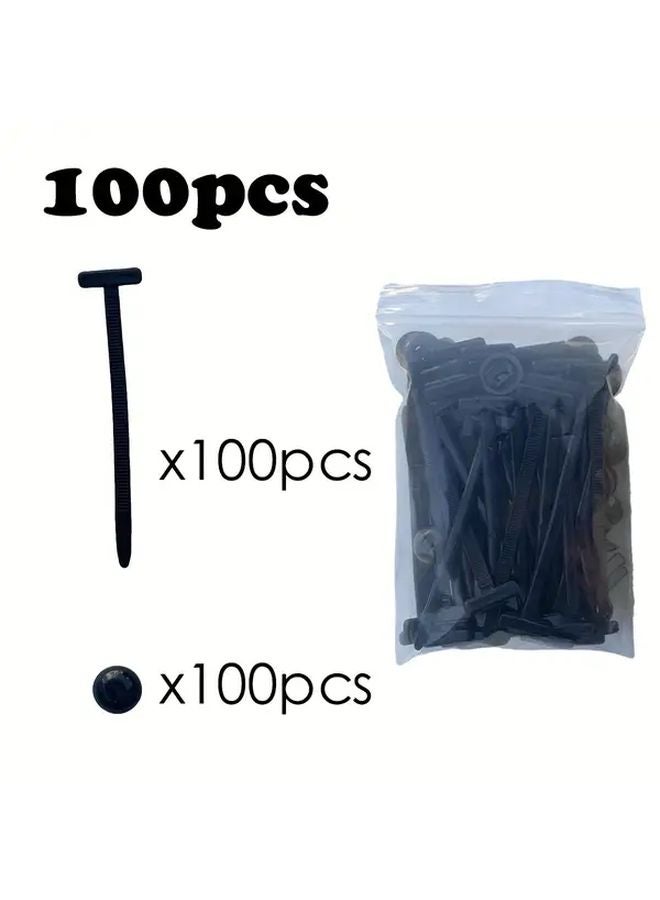 100pcs Black Cable Tie Buckles 5mm x 90 Heavy Duty Fasteners with Locking Mechanism - Image 1