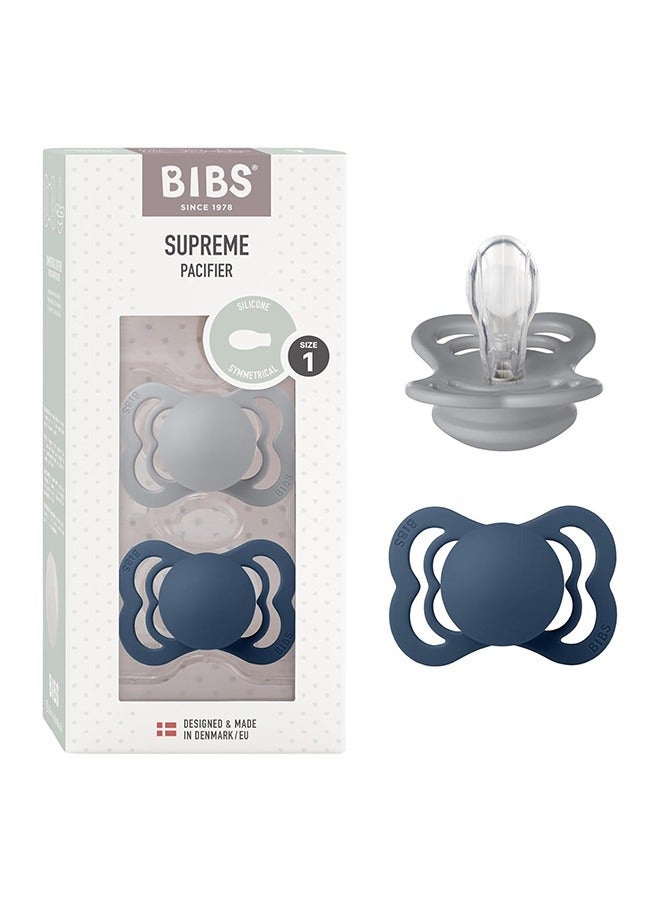 BIBS عبوة من قطعتين من Supreme Silicone S1 Cloud and Steel Blue - Image 1