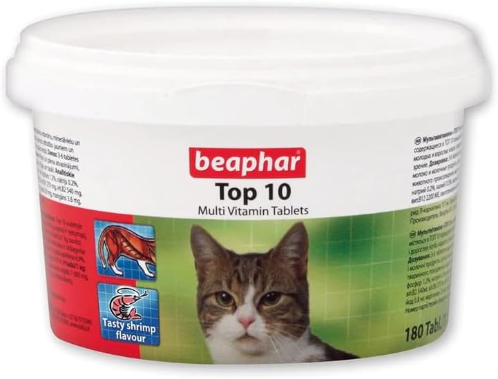 Beaphar Cat Multi Vitamin Tablets Top 10 Shrimp Flavor - 180 Tablets