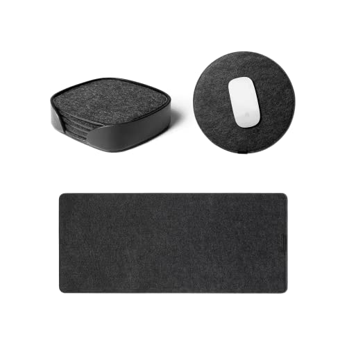 DailyObjects Felt Desk Trio Bundle with Desk Mat|Coaster|Orb Mouse Pad - Limited Edition - Black - Image 1
