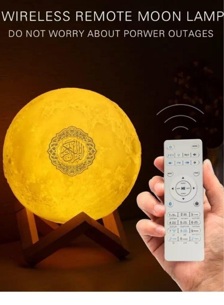 ELTRAZONE Portable Bluetooth Speaker 4 in 1 Quran Speaker with 16 Colors 3D Print Moon Lamp Night Light Quran Recitations and Song FM Broadcast  - Image 3