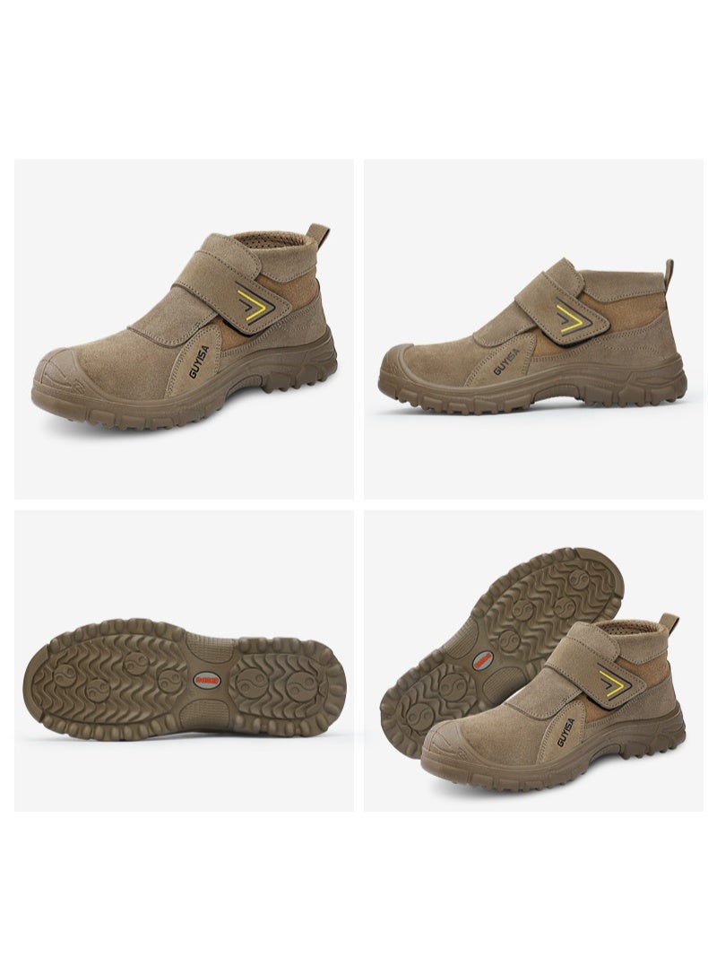 NIBEMINENT Anti Scald Welding Work Shoes Anti-smash Anti-puncture Men Safety Shoes Protective Boots Wear Resistant Suede Shoes - Image 2