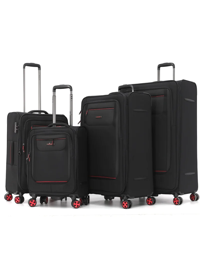 Travelite Travelite 4-Piece Softside Spinner Luggage Set - Durable Lightweight Travel Suitcases with 8 Smooth Wheels, Telescopic Handle, and Front Pockets