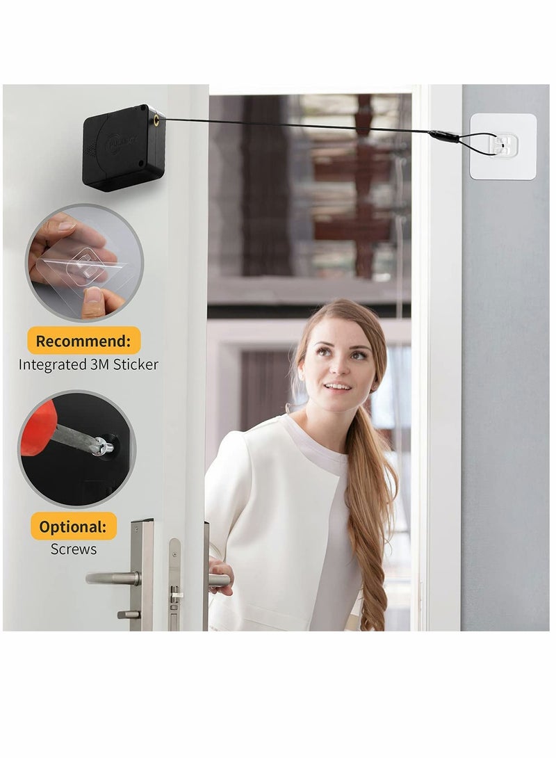 KASTWAVE Door Closer, Punch-Free Automatic Sensor Door Closer Plus, Forceful Automatic Door Closer, Punch Free Door Closer Built in Buffer, for Family Doors, Wardrobe, Window, 1200g 4.9FT (1 Pack Black) - Image 4