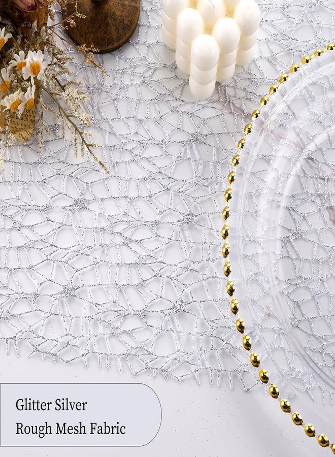 Mabbcoo 2 Pieces Silver Table Runner, Glitter Mesh Centerpiece Table Decorations for Wedding, Graduation, Birthday Party - 11x106 Inch - Image 4