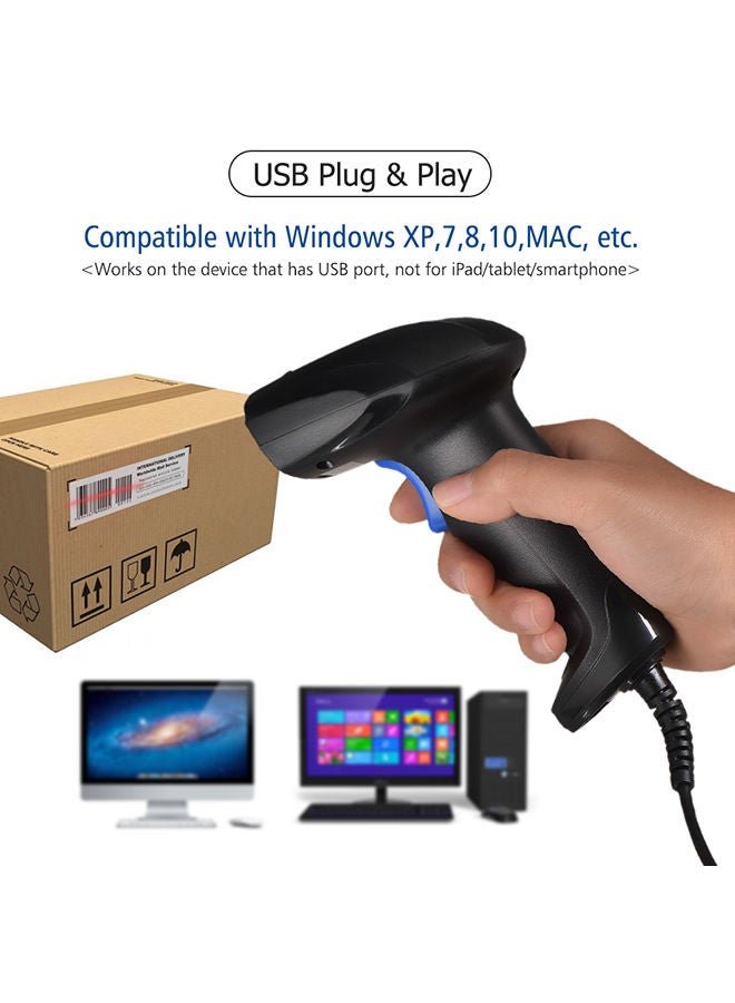 CCD 1D Automatic Barcode Scanner Black/Blue - Image 3