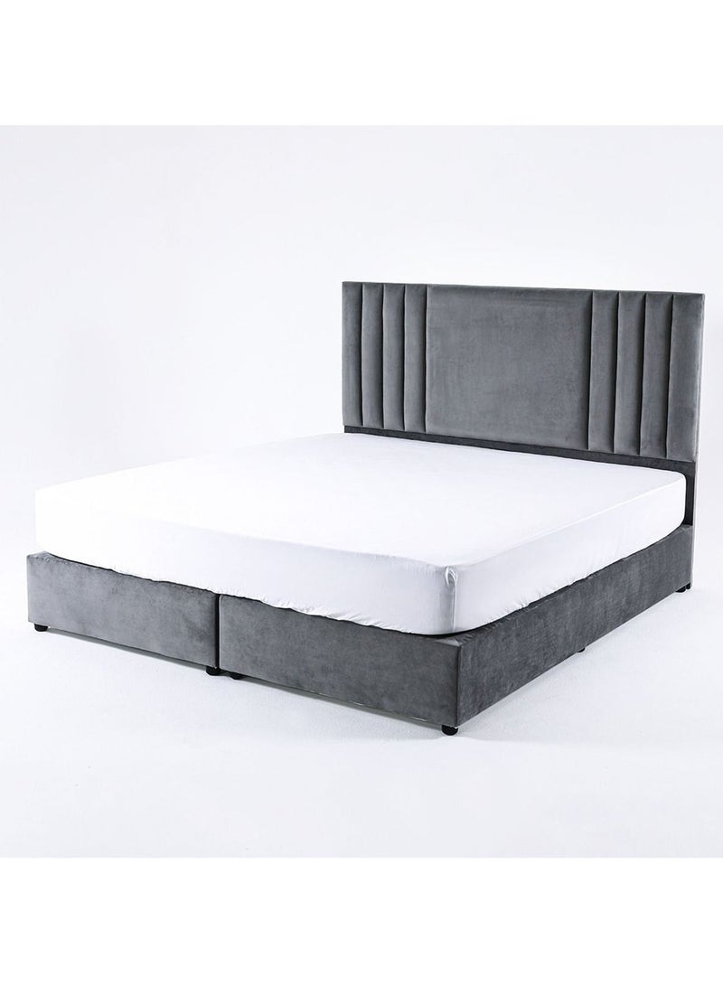 Karnak Superioi Upholstered Velvet Bed Frame Bedroom Furniture Strong And Sturdy Modern Design Wooden Bed | Quiet & Comfortable Bed (Super King - 200x200cm, Grey) - Image 3