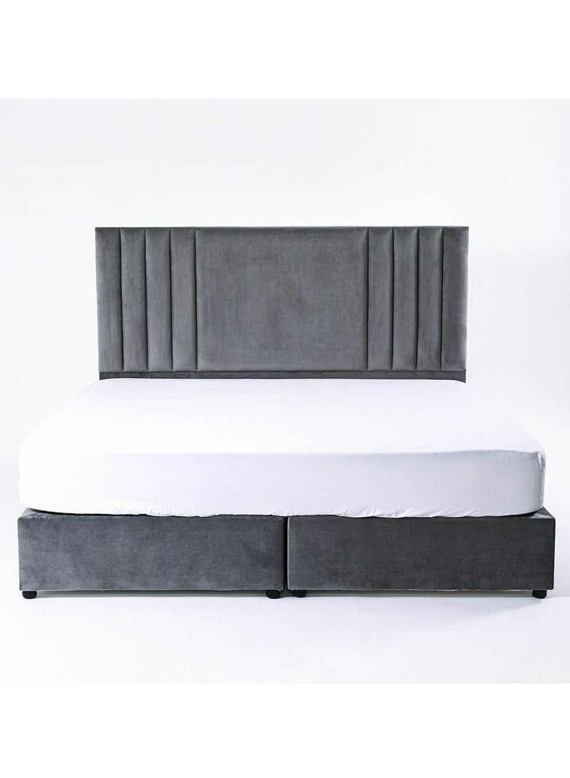 Karnak Superioi Upholstered Velvet Bed Frame Bedroom Furniture Strong And Sturdy Modern Design Wooden Bed | Quiet & Comfortable Bed (Super King - 200x200cm, Grey) - Image 2