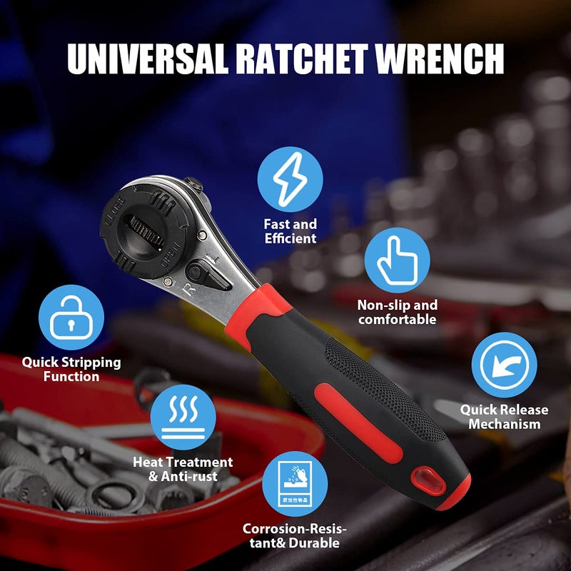 CMTOOL Adjustable Ratchet Wrench Kit for 6-22mm Screw, Portable Adjustable Ratcheting Wrench Set with Non-slip Handle, Automotive and Household Tool Perfect for Car Enthusiasts and DIY Home Repairs - Image 2