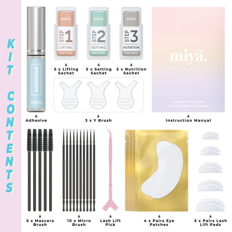 MIYA LASH 2 in 1 Lash Lift & Brow Lamination Kit | Instant Fuller Eyebrows, Eyelashes | Salon Result lasts 8 weeks | Professional LVL, Perm, Laminate with Silicone Shields, Lash Picks - Image 2