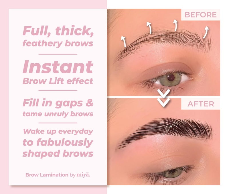 MIYA LASH 2 in 1 Lash Lift & Brow Lamination Kit | Instant Fuller Eyebrows, Eyelashes | Salon Result lasts 8 weeks | Professional LVL, Perm, Laminate with Silicone Shields, Lash Picks - Image 3