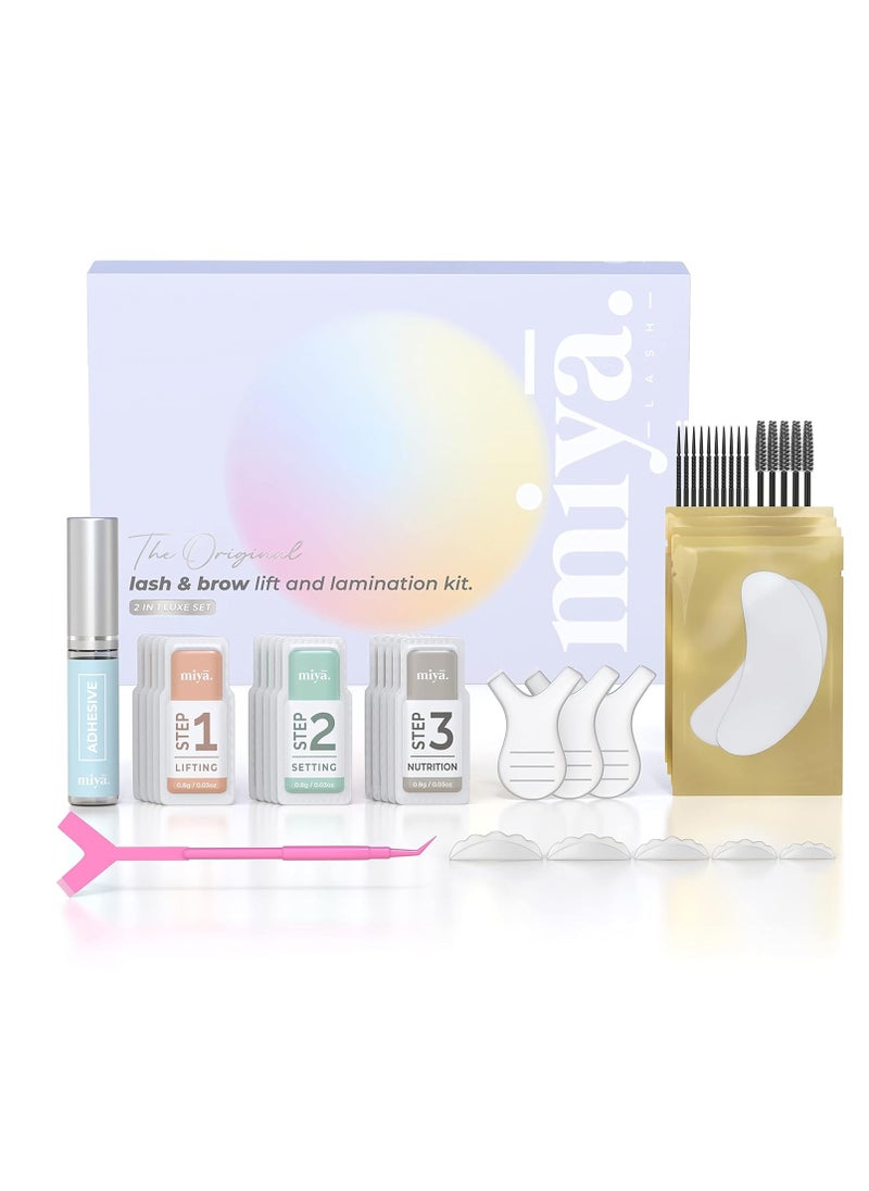 MIYA LASH 2 in 1 Lash Lift & Brow Lamination Kit | Instant Fuller Eyebrows, Eyelashes | Salon Result lasts 8 weeks | Professional LVL, Perm, Laminate with Silicone Shields, Lash Picks  - Image 1