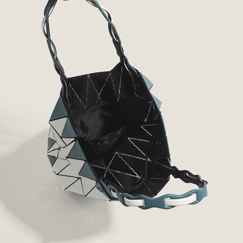 Vegetable Basket Bag 2024 Spring And Round Barrel Bag Women'S Bag Geometric Style Bucket Bag Color Matching Handbag Bag Women'S Bag - Image 5