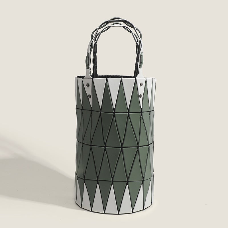 Vegetable Basket Bag 2024 Spring And Round Barrel Bag Women'S Bag Geometric Style Bucket Bag Color Matching Handbag Bag Women'S Bag - Image 1