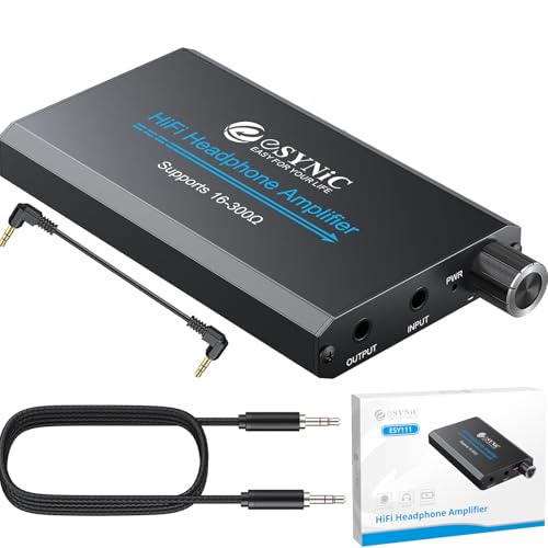 eSynic 16-300 Ohms Headphone Amplifier- Rechargeable Hi-Fi 3.5mm Audio Amplifier with Gain Switch& Aluminum Alloy Body-Headphone Amp Portable forPhone/Laptop/PC [Also As The Aux Amplifier for Car] - Image 1