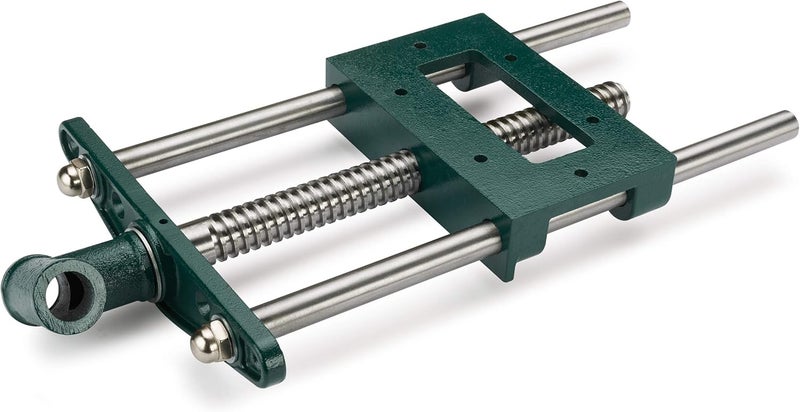 WOODRIVER Small Front Bench Vise Silver  Dark Green 1 x 10 Screw 34 Guide Rods 9 x 13 Vise - Image 1