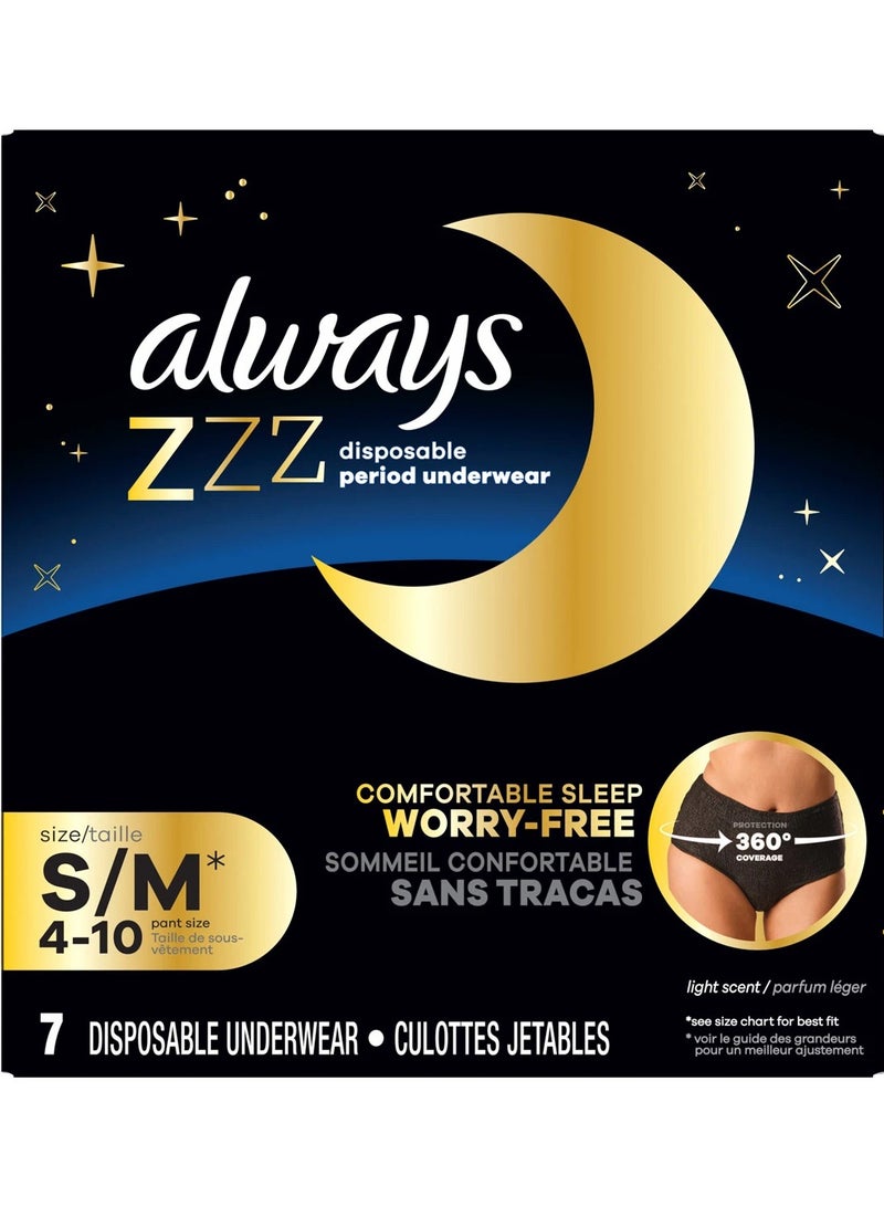 Always ZZZ Disposable Period Underwear for Women Size S/M (7 Count) - Image 1