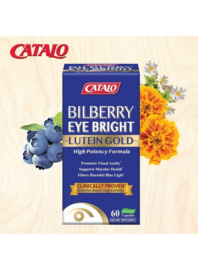 CATALO Bilberry Eyebright Extract Gold - for Fatigue & Blurry Vision - Eye Vitamins with Bilberry Lutein and Zeaxanthin Supplements for Eye Clarity - 60 Capsules - Image 3