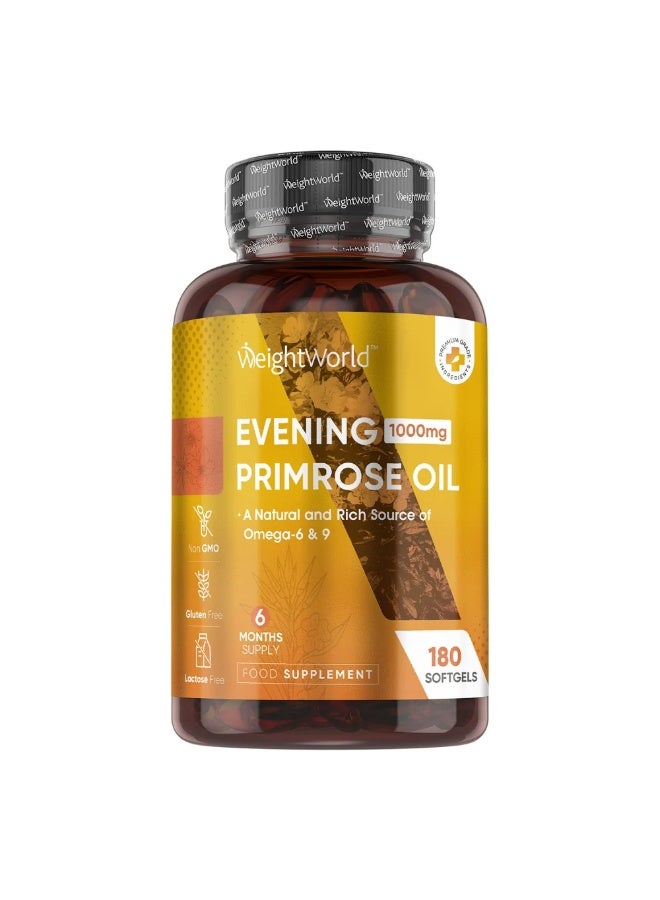 زيت زهرة الربيع المسائية 1000 ملغ – 180 كبسولة جيلاتينية، صنع في المملكة المتحدة – يدعم التوازن الهرموني وصحة البشرة ويساعد على تخفيف أعراض متلازمة ما قبل الحيض (PMS) - Image 1