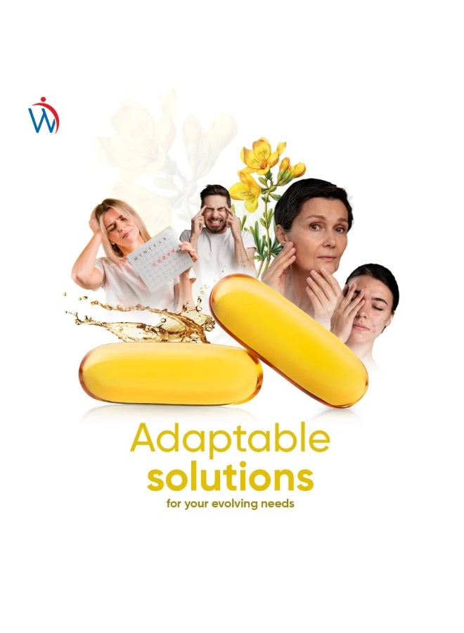 زيت زهرة الربيع المسائية 1000 ملغ – 180 كبسولة جيلاتينية، صنع في المملكة المتحدة – يدعم التوازن الهرموني وصحة البشرة ويساعد على تخفيف أعراض متلازمة ما قبل الحيض (PMS) - Image 2