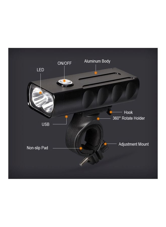 Rechargeable LED Flashlight For Bicycle Black 11.0x6.5x5cm - Image 4