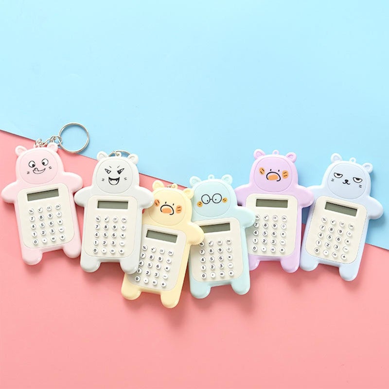Bear Model Portable Cartoon Calculator Keychain Pendant Backpack Accessory - Image 3