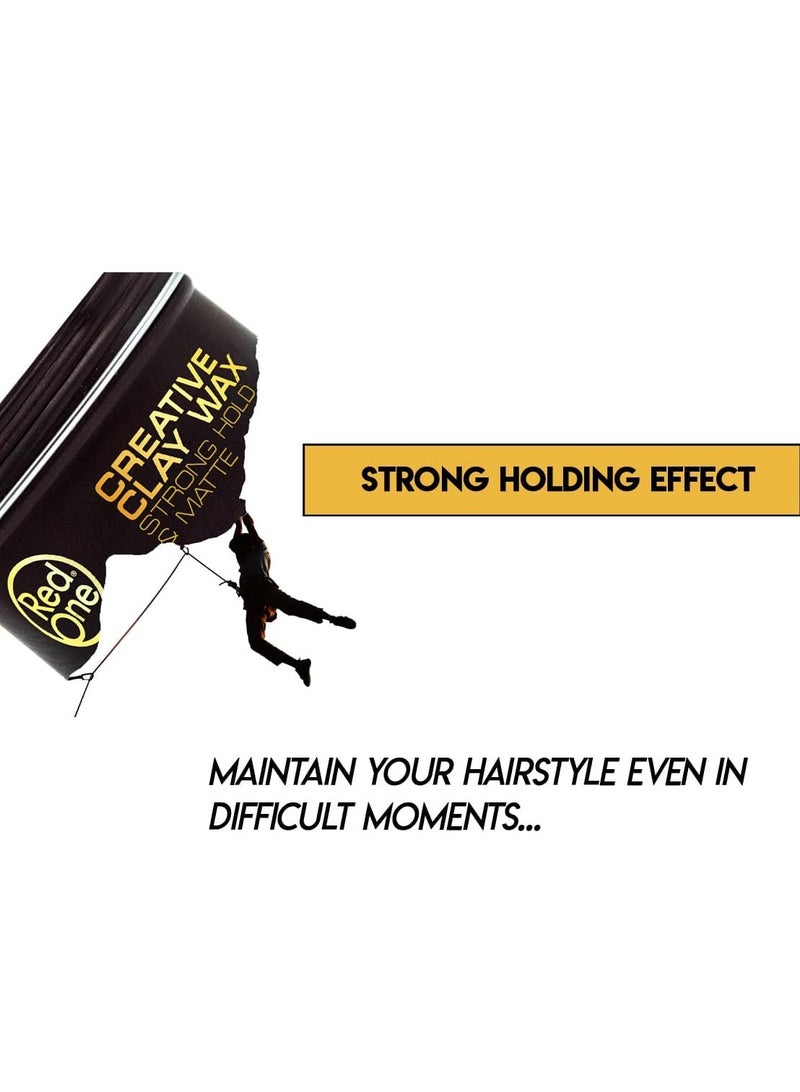 Redone RedOne Creative Clay Hair Wax 100ml – Strong Hold & Matte Finish for All Hair Types - Image 2