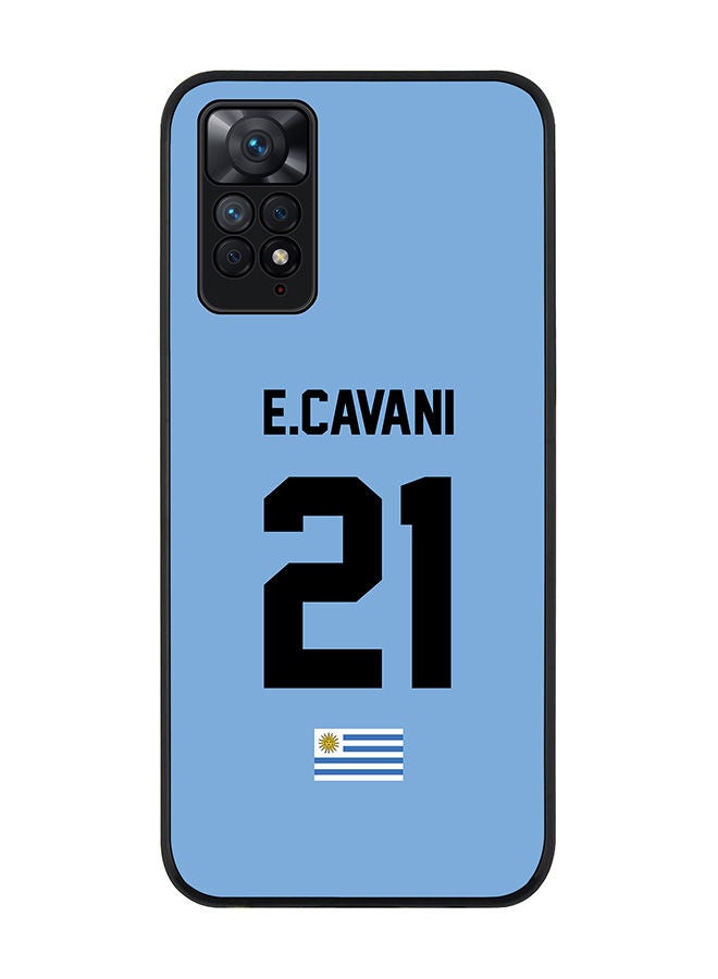 Stylizedd Rugged Black edge case for Redmi Note 11 4G/Redmi Note 11S Slim fit Soft Case Flexible Rubber Edges Anti Drop TPU Gel Thin Cover - Football Team - Uruguay  Player Name - E.Cavani - Image 1